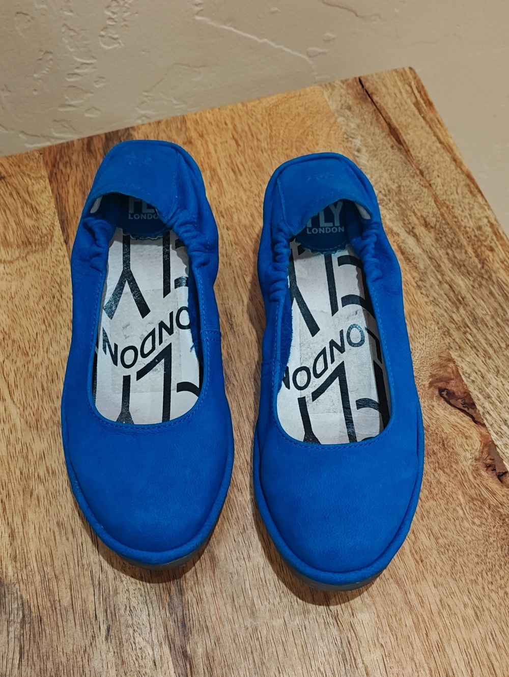 Fly London Blue Elastic-Top Slip On Wedges